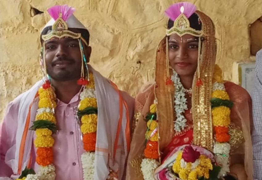 Couple Abhijit and Rutuja on their wedding day