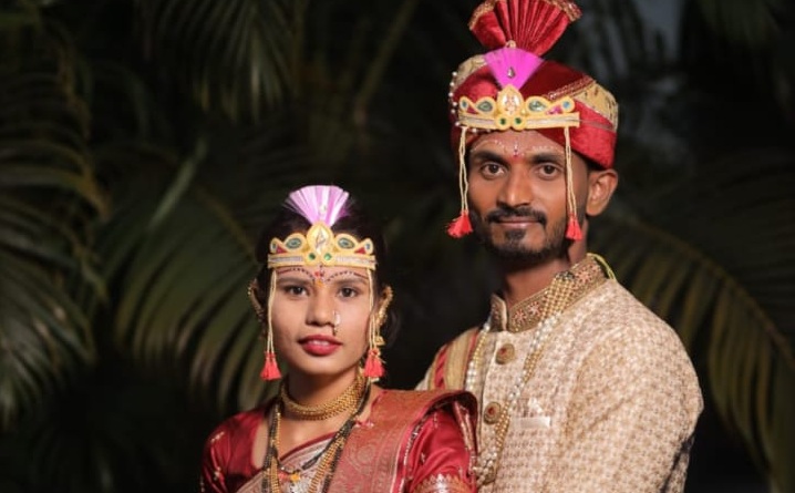 Couple Swapnil and Supriya on their wedding day